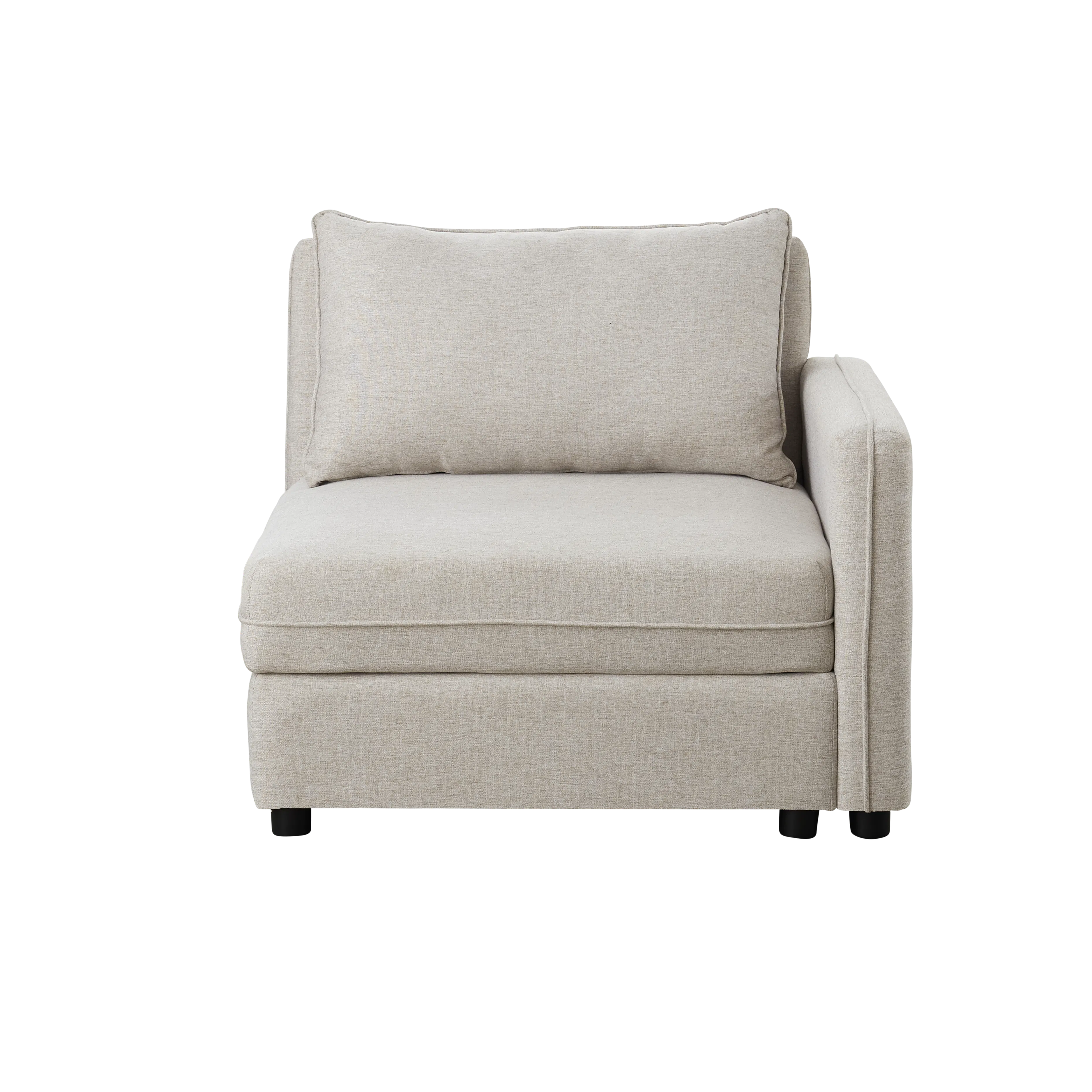 Cameron 3 Seater Storage Sofa - Sand (Fabric) - 13 - Cream upholstered armchair, beige fabric texture, modern design, plush