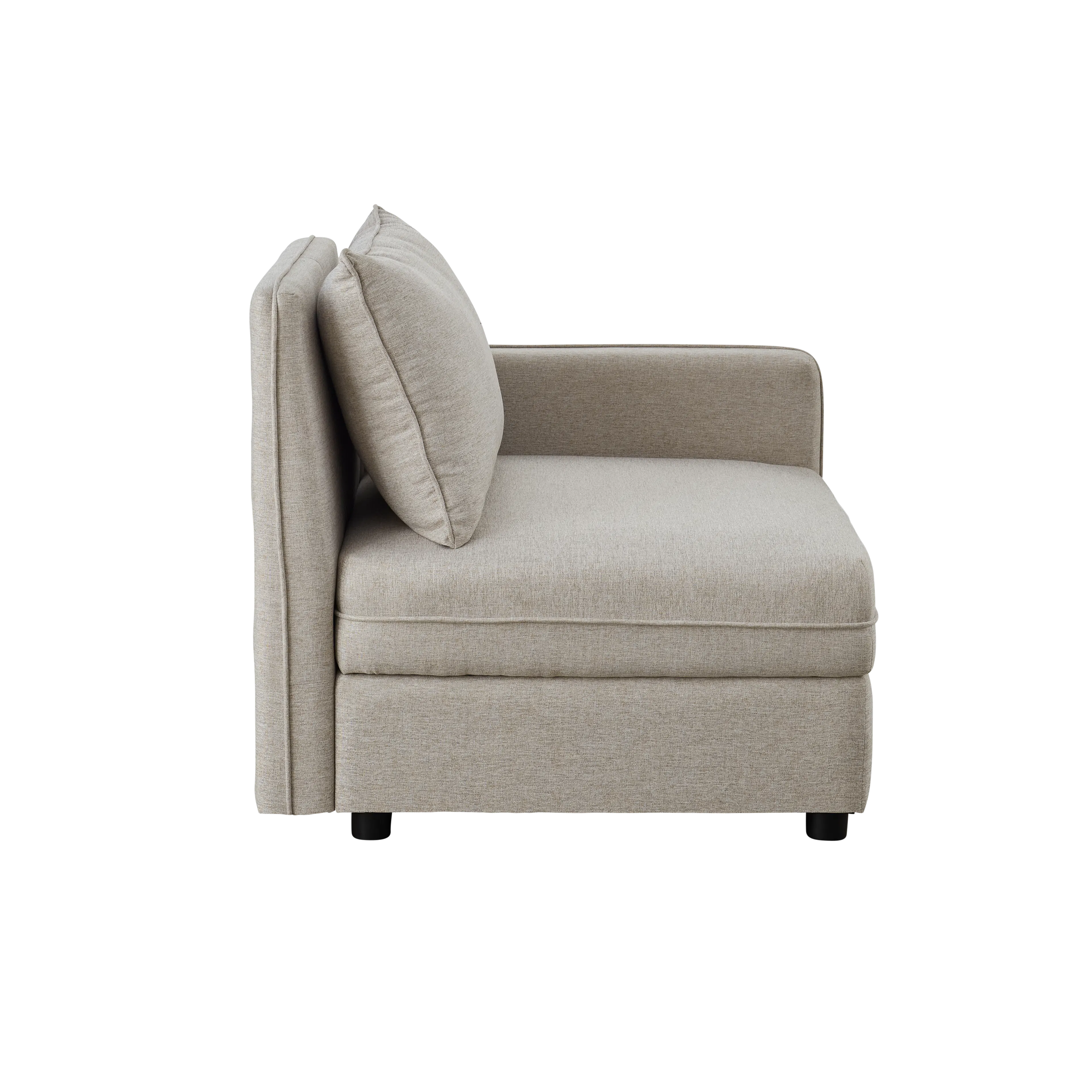 Cameron 3 Seater Storage Sofa - Sand (Fabric) - 16 - Cream upholstered sofa, beige fabric upholstery, modern design