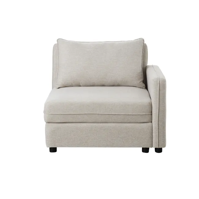 Cameron 4 Seater Storage Sofa - Sand (Fabric) - 4 - Cream upholstered armchair, beige fabric texture, modern design, plush