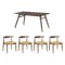 Cadell Dining Table 1.6m in Walnut with 4 Bouvier Dining Chairs in Walnut, Caramel - 0