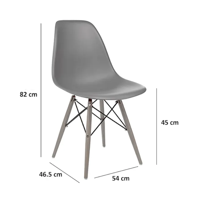 Oslo Chair - Black - 14 - Modern minimalist chair, 82 cm height, 45 cm seat height, 5 cm backrest height, 54 cm leg length