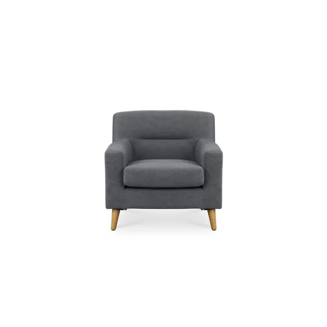Damien 2 Seater Sofa with Damien Armchair - Dark Grey (Scratch Resistant Fabric) - 10 - Grey upholstered armchair, modern
