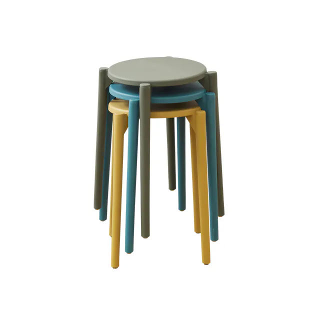 Olly Pop Stackable Stool - Olive - 4 - Children's play table with colorful legs, modern design, minimalist style, playful