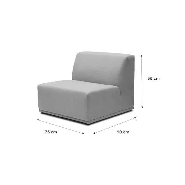 Milan Armless Unit - Caramel Tan (Faux Leather) - 8 - Modern gray upholstered sofa, 75 cm in width, 90 cm in depth, 68 cm in