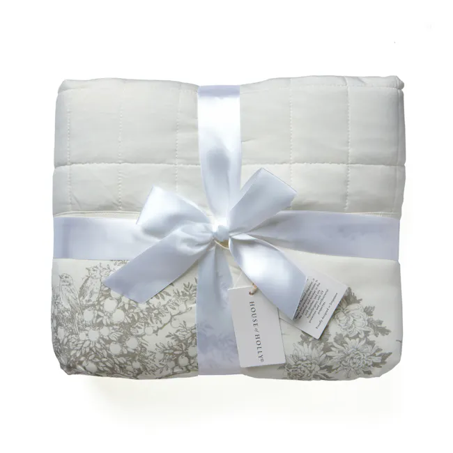 House of Holly Quilted Blanket - Garden Toile (Silver) - 5