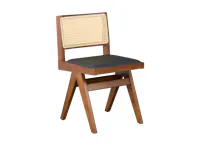 Dean Rattan Chair - Walnut, Black (Faux Leather)