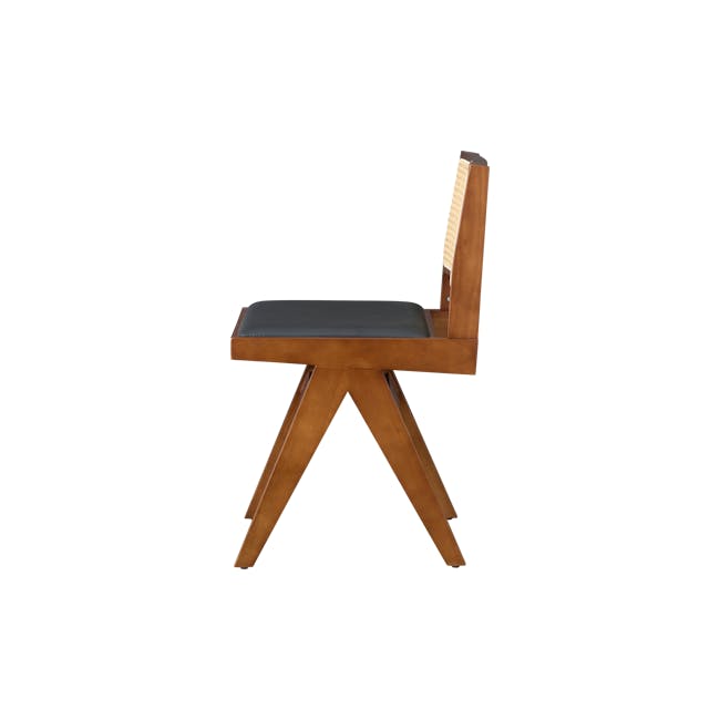 Dean Rattan Chair - Walnut, Black (Faux Leather) - 4