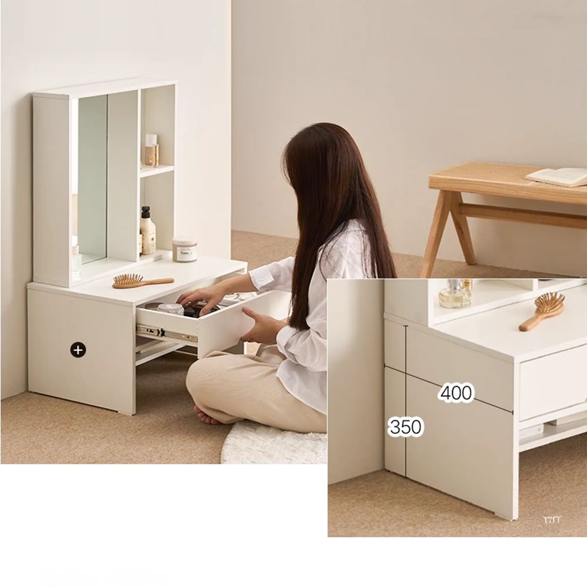 Loya Floor Dressing Table - Oak - 13