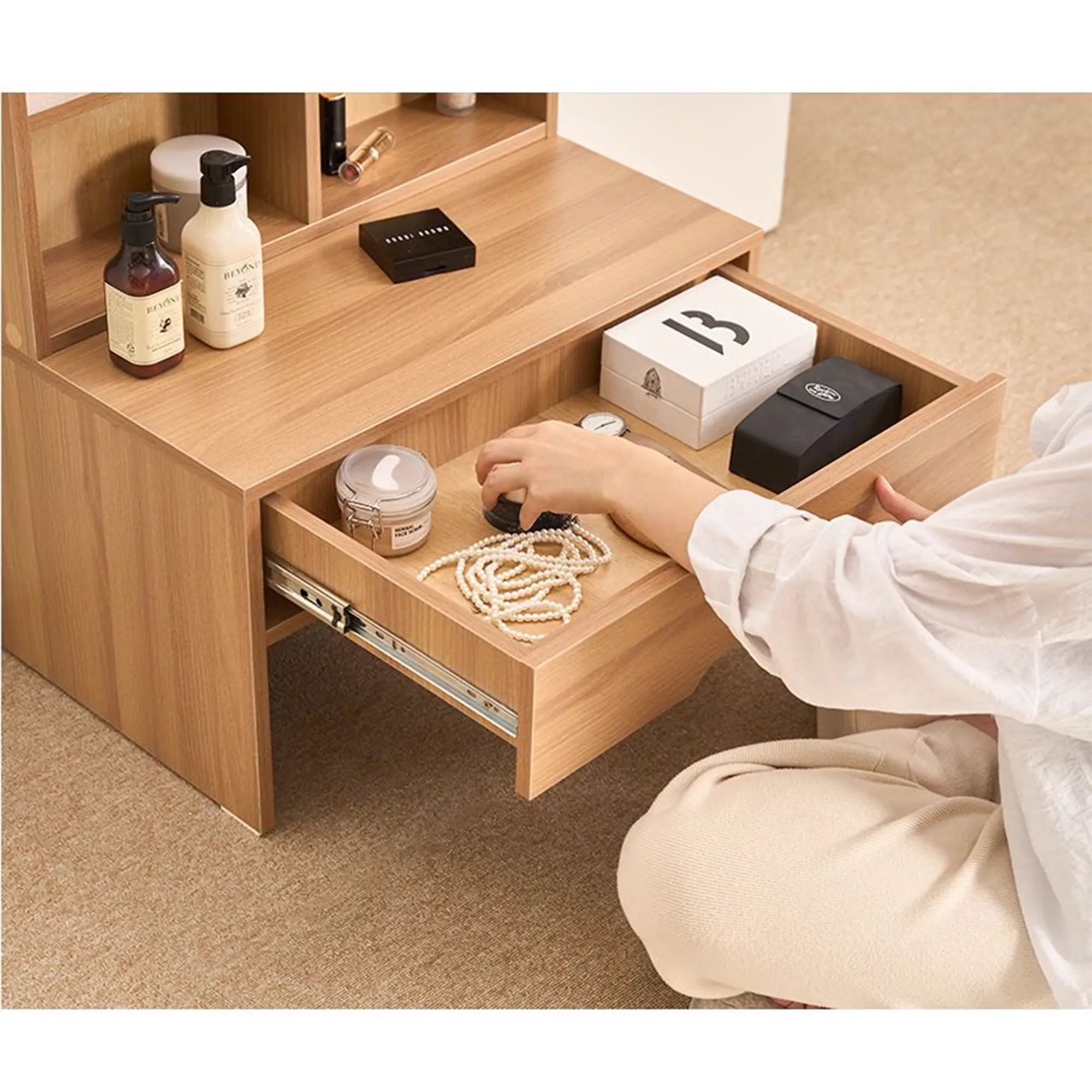 Loya Floor Dressing Table - Oak - 9