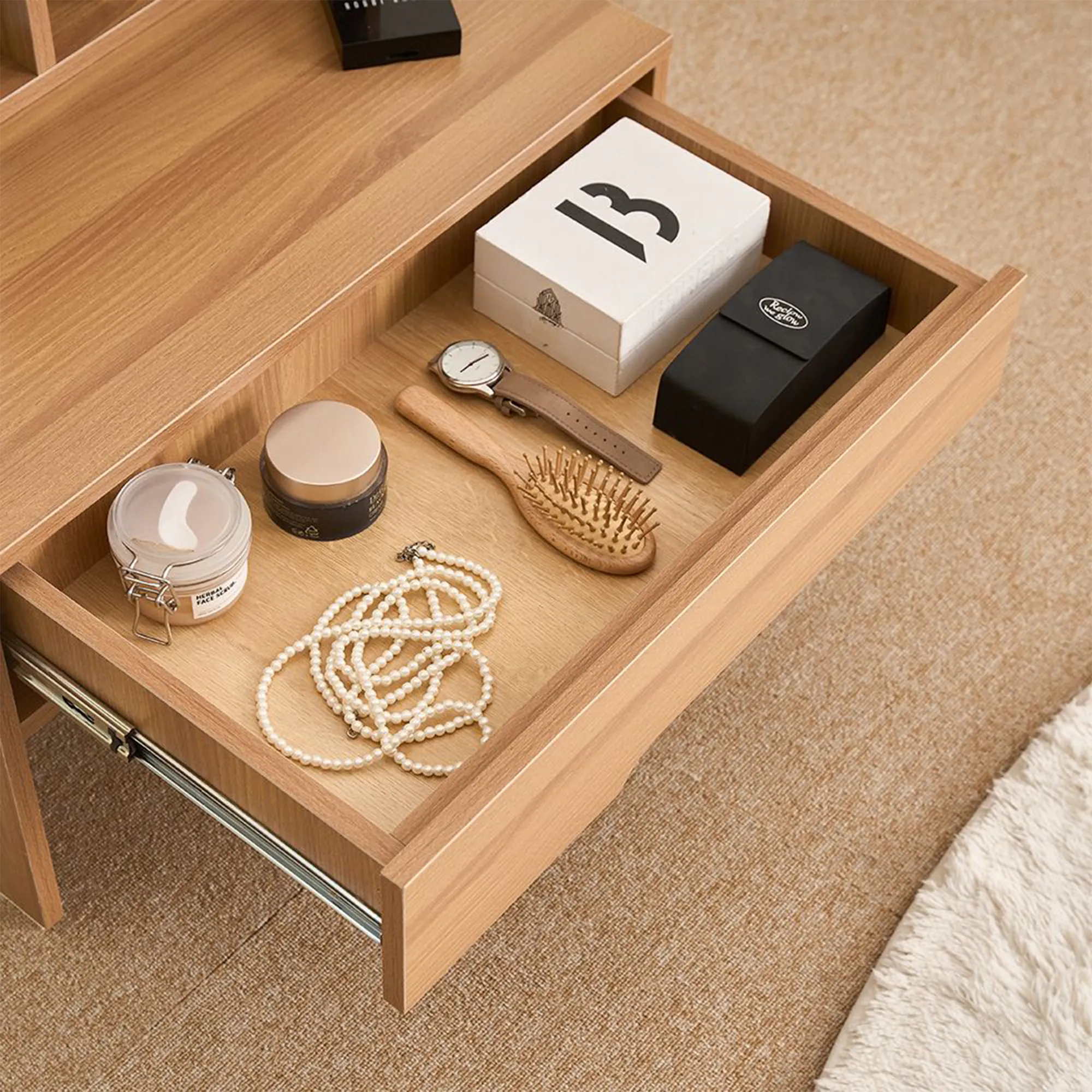 Loya Floor Dressing Table - Oak - 10