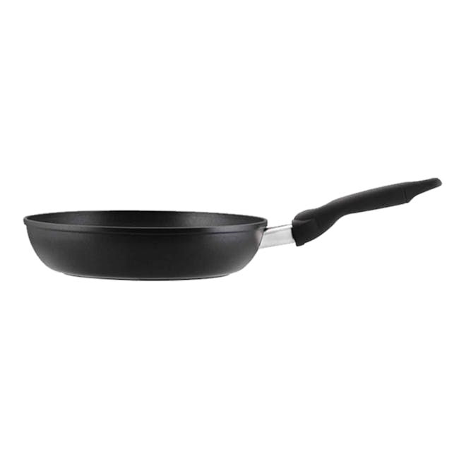Meyer Cook N Look Frypan (3 Sizes) - 1 - Sleek black cast iron skillet with ergonomic handle, Modern kitchen utensil with