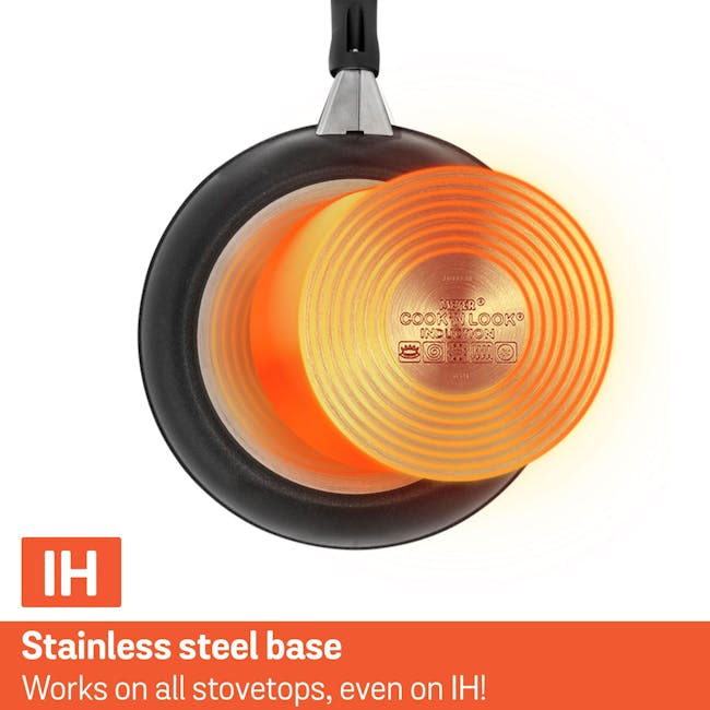 Meyer Cook N Look Frypan (3 Sizes) - 5 - Stainless steel base, works on all stovetops, IH, heat distribution, durable