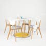 Harold Round Dining Table 1.05m in White with 4 Harold Dining Chairs in Dolphin Grey - 1