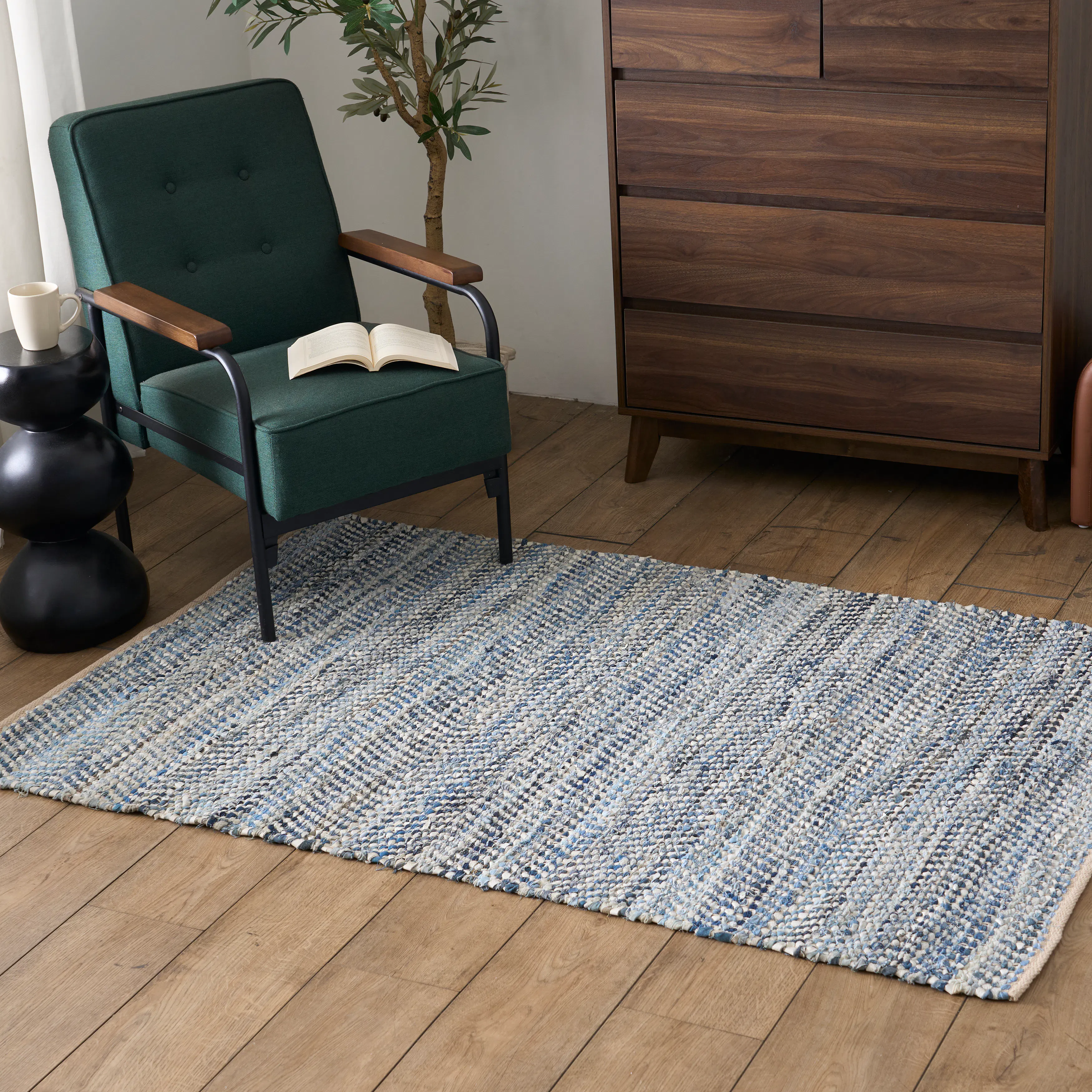 Atlas Low Pile Rug (Blue) - 1.8m x 1.2m - 9