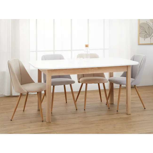 Lana Dining Chair - Oak, Pale Grey (Fabric) - 4 - Light, airy dining room, minimalist design, modern furniture, wooden