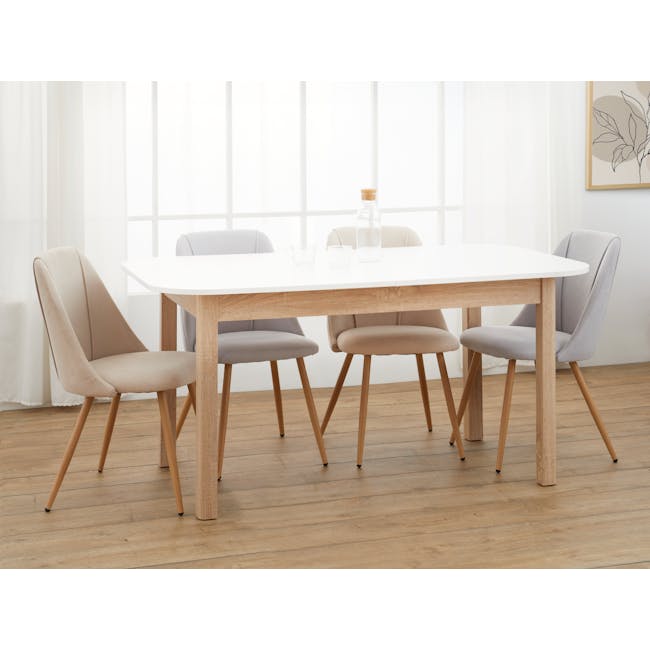 Lana Dining Chair - Oak, Pale Grey (Fabric) - 1