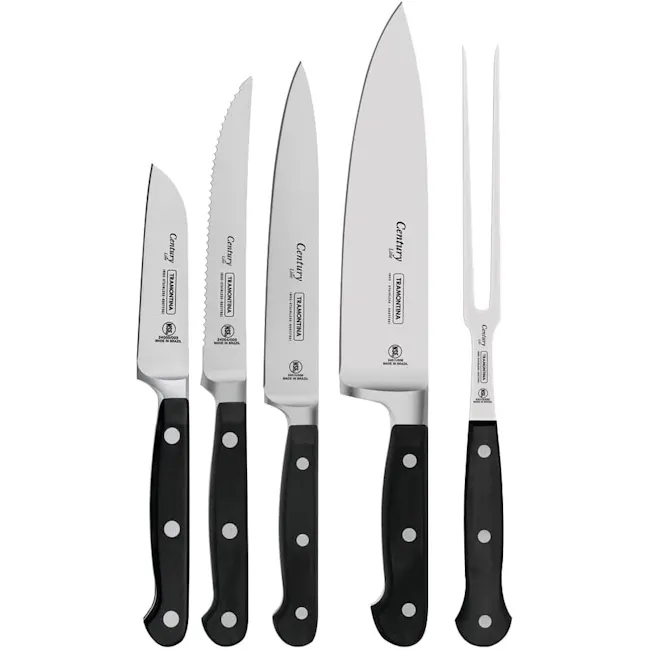Tramontina Century 6Pcs Knife Block Set - 5 - Knife sharpener, Chef knives, Kitchen tools, Cutting board, Sharpener, Chef