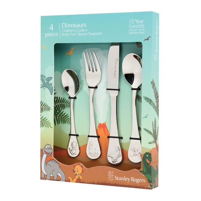 Stanley Rogers Children's Cutlery Dinosaurs 4Pc Set - 2 - Dinosaurs, 4-piece set, children's cutlery, knife, fork, spoon