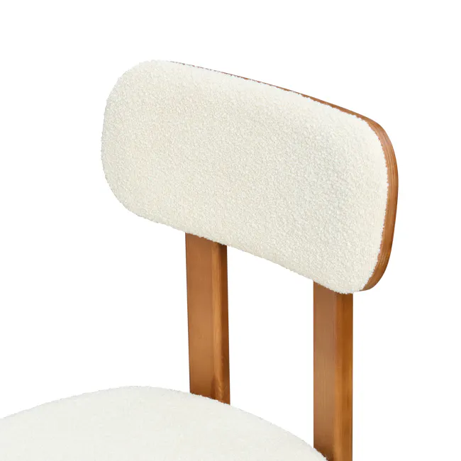 Caius Chair - Walnut, White Boucle - 10
