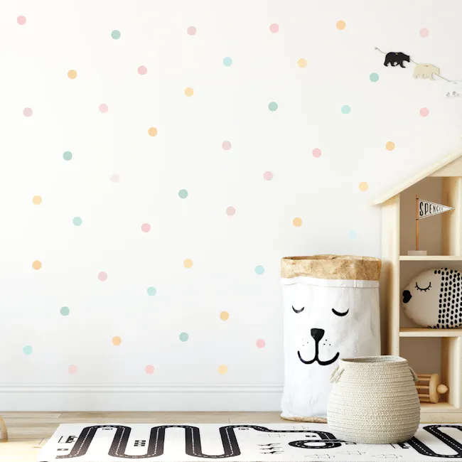 Urban Li'l Polka Dot Fabric Decal (3 Colours) - 4 - Wall decors, playful decor, colorful polka dots, minimalist design, cozy