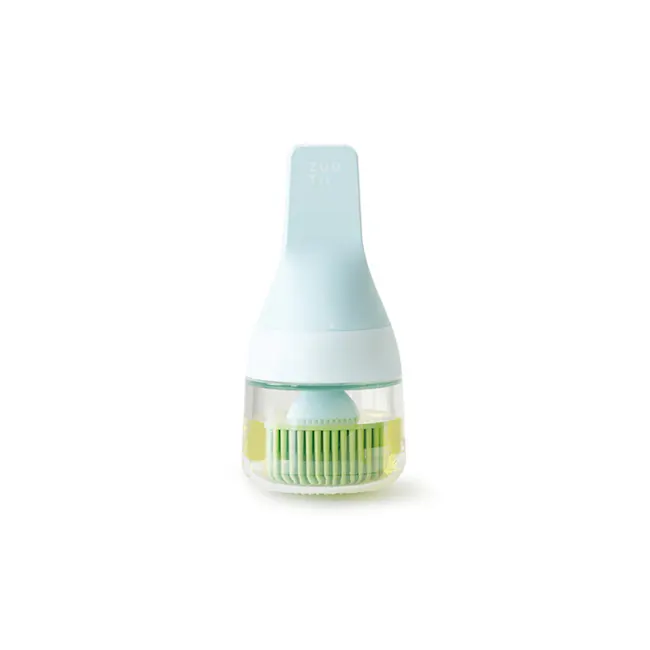 Zuutii Oil Dispenser with Brush - Baby Blue - 1 - Light blue, transparent, handheld, toothbrush, green bristles, dual
