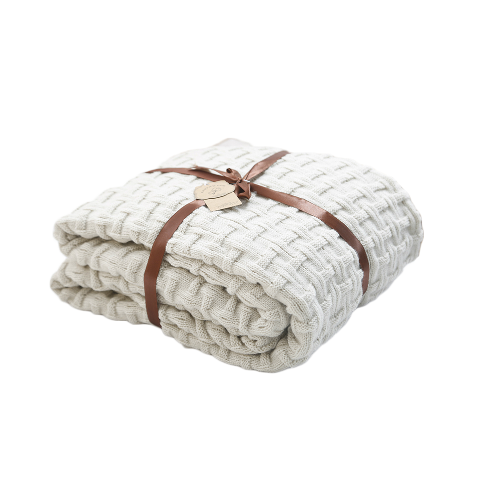 Camille Knitted Throw Blanket 110 x 175 cm - Cream