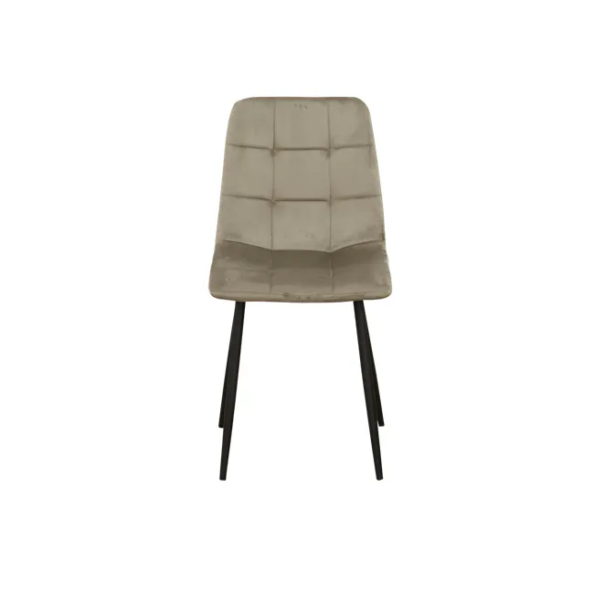 Friska Dining Chair - Bronze (Velvet) - 3 - Modern upholstered chair, beige fabric, cushioned seat, minimalist design, sleek