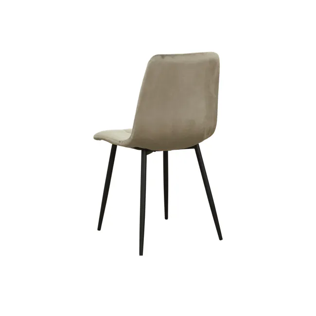 Friska Dining Chair - Bronze (Velvet) - 4 - Modern minimalist chair, beige upholstered seat, black metal legs, sleek design