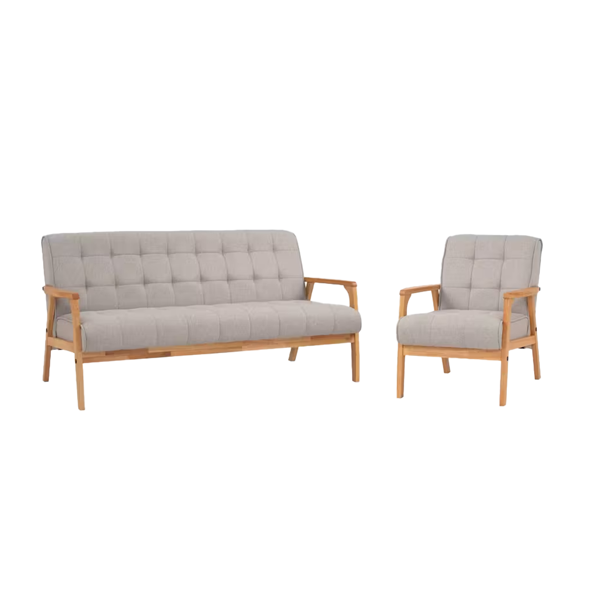 Tucson 3 Seater Sofa with Tucson Armchair - Natural, Dolphin Grey (Fabric)