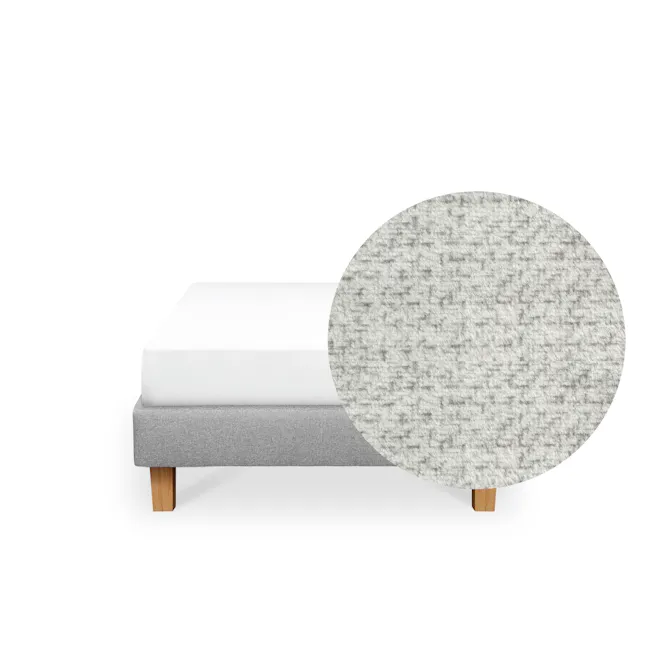 ESSENTIALS Single Divan Bed - Linen (Pet Friendly) - 1 - Modern minimalist bed with gray upholstered frame, wooden legs