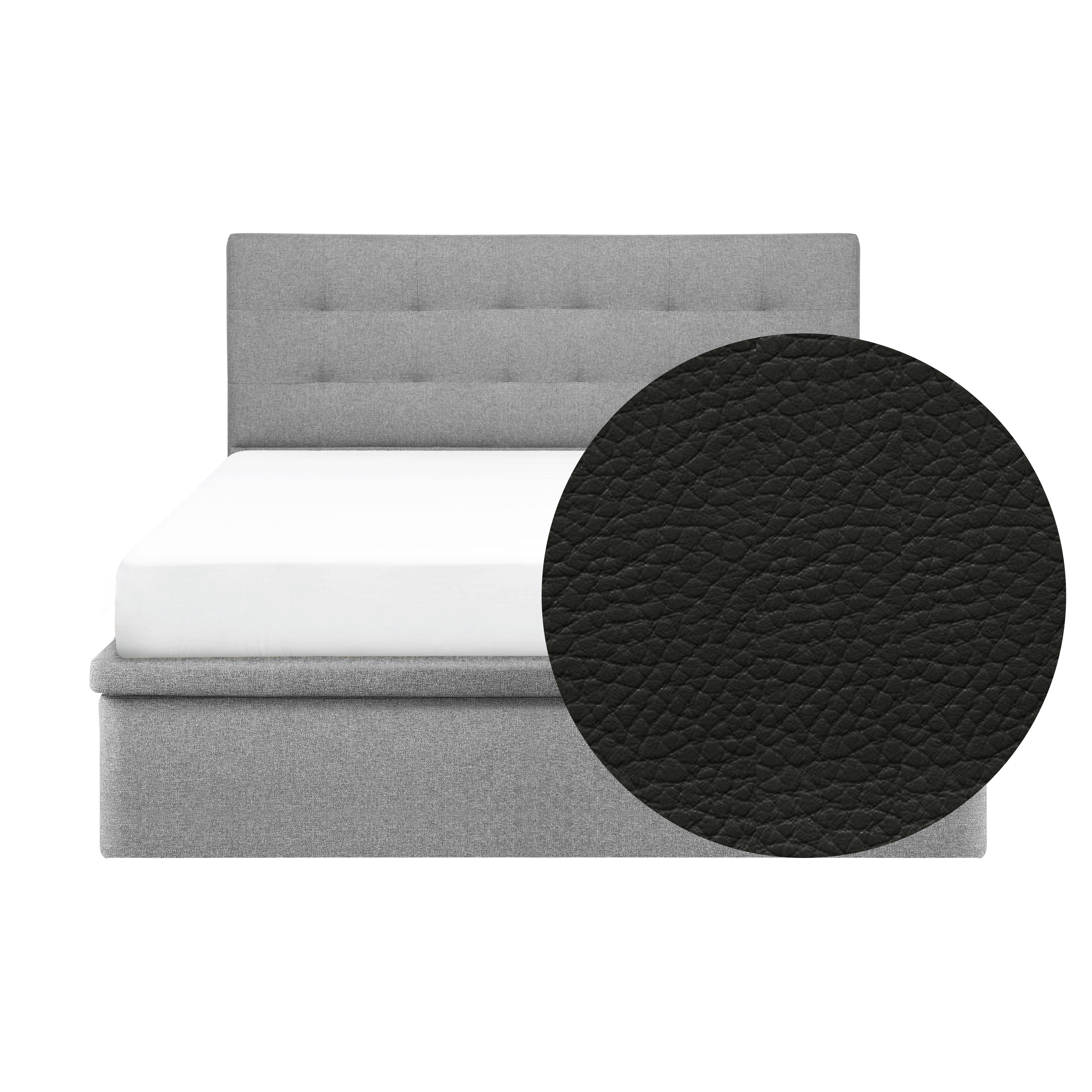 ESSENTIALS Queen Headboard Storage Bed - Coal (Faux leather)