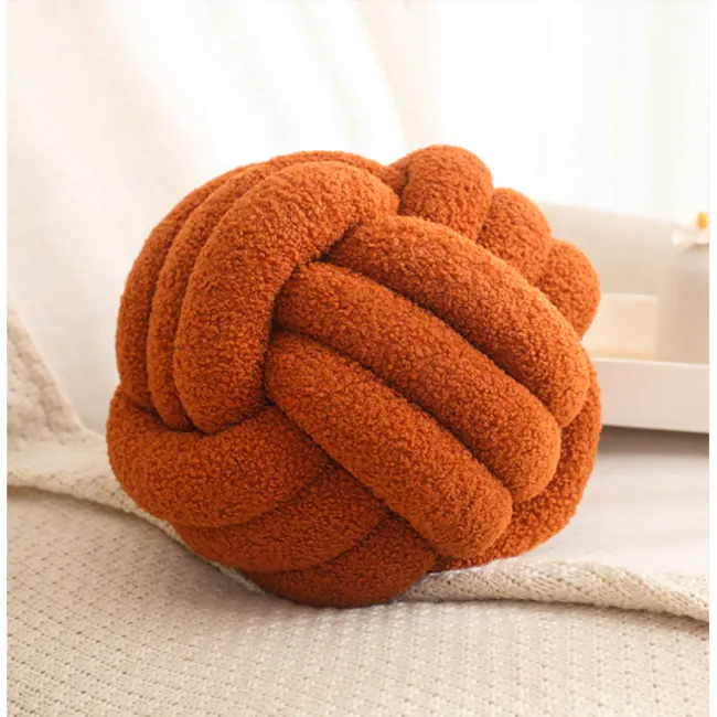 Knot Ball Plush Cushion - Khaki - 3