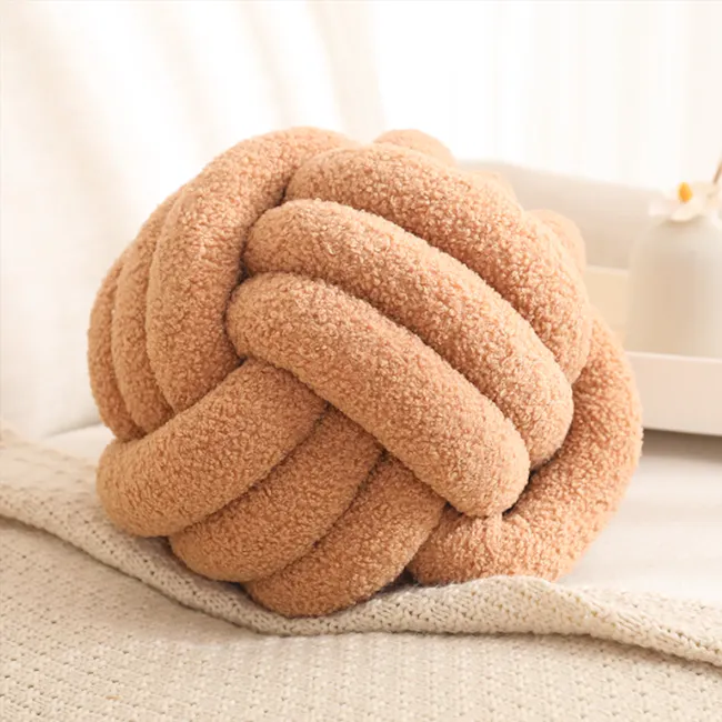 Knot Ball Plush Cushion - Khaki - 6