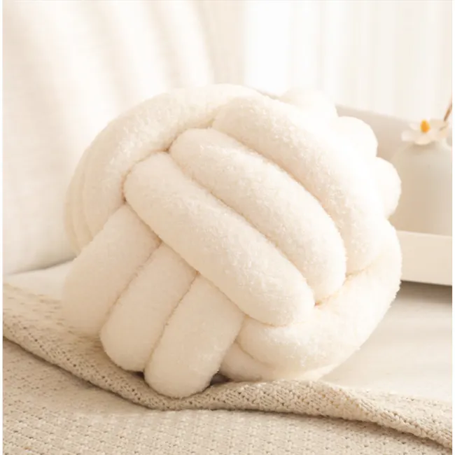 Knot Ball Plush Cushion - Khaki - 4