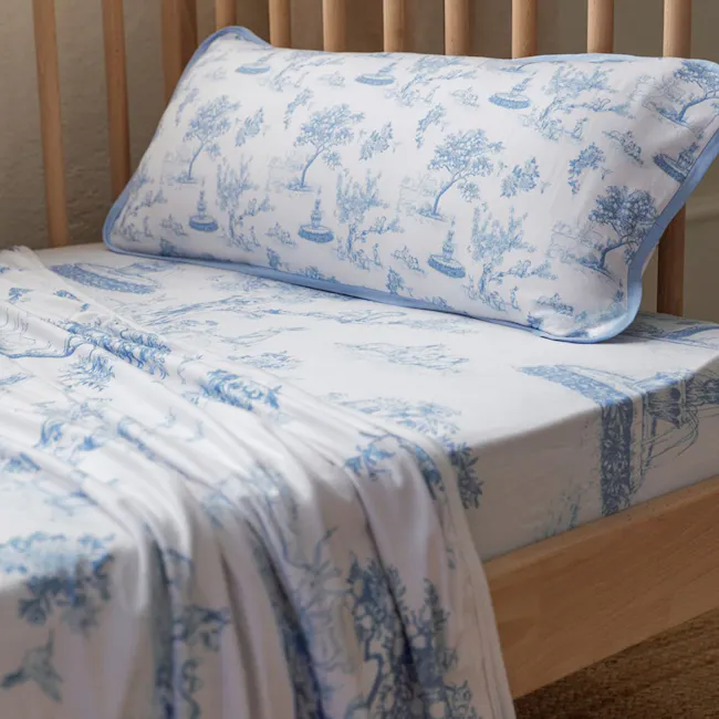 House of Holly Bamboo Blanket - Garden Toile (Baby Blue) - 3