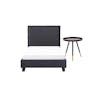 Hank Super Single Bed in Hailstorm with 1 Innis Side Table in Black, Natural - 0
