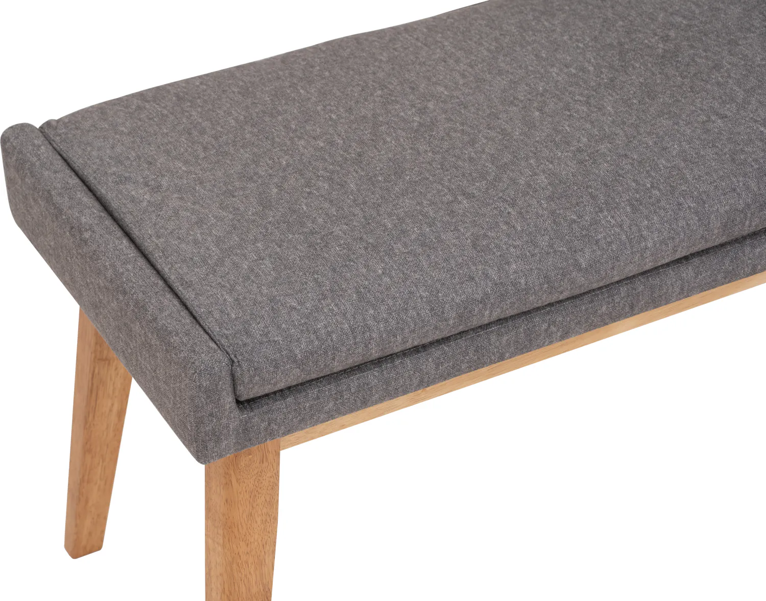 Fabian Bench 1.4m - Natural, Oyster Grey (Fabric) - 10 - Grey upholstered bench, wooden legs, minimalist design, textured