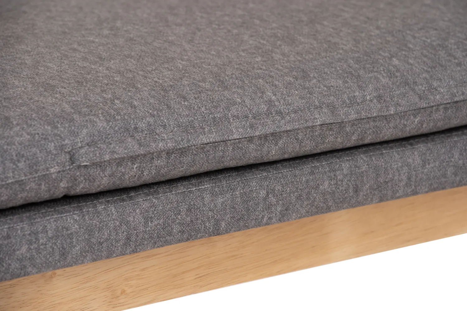 Fabian Bench 1.4m - Natural, Oyster Grey (Fabric) - 11 - Grey upholstered sofa, textured fabric, layered cushions, wooden
