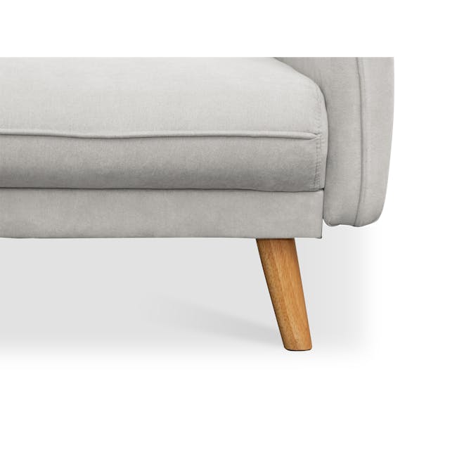 Emery 3 Seater Sofa Bed - Sand - 4 - Light gray upholstered chair, wooden leg, minimalist design, soft fabric upholstery