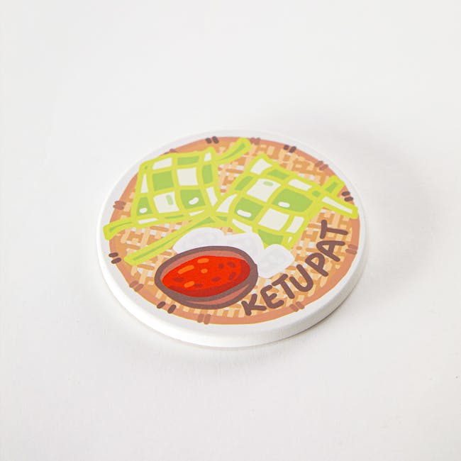 Diatomite Coasters - Makan Favourites (Nasi Lemak, Satay, Kuehs, Ketupat) - 10