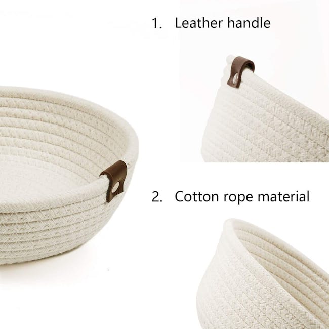 Zahara Cotton Rope Basket - White (Set of 3) - 4