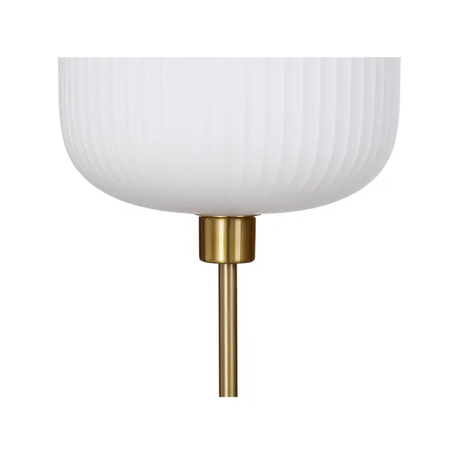 Kordi Floor Lamp - 3 - White, elegant, spherical, ribbed, lampshade, gold, base, elegant design, modern style, minimalist