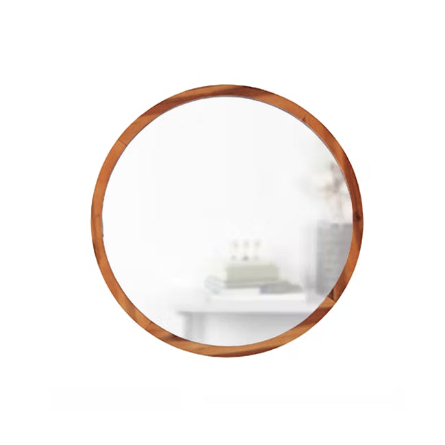 (As-is) Vezzo Wooden Round Mirror 60cm - 1