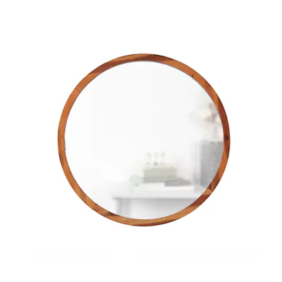 (As-is) Vezzo Wooden Round Mirror 60cm