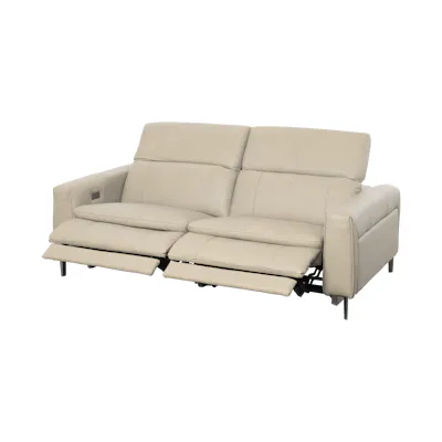 Clyde 3 Seater Power Recliner Sofa - Ivory (Top Grain Leather) - Zero Wall
