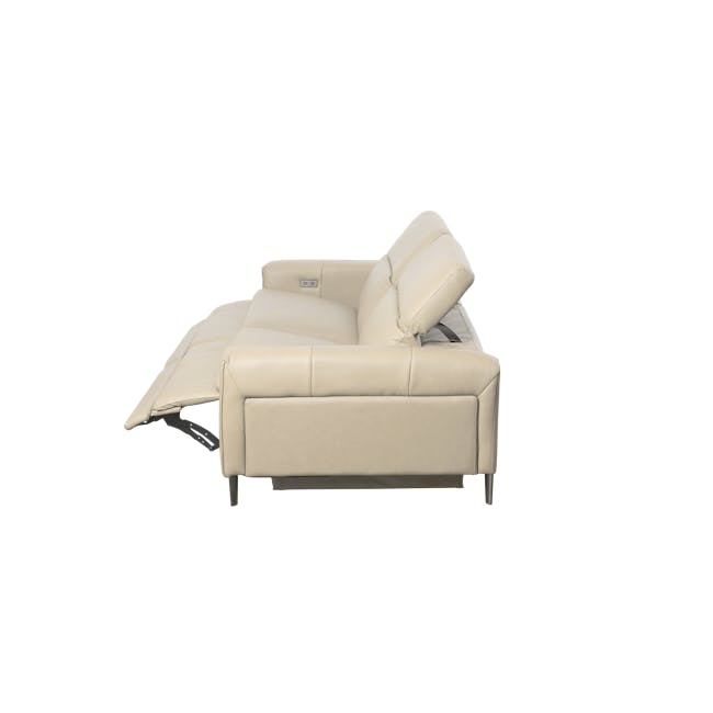 Clyde 3 Seater Power Recliner Sofa - Ivory (Top Grain Leather) - Zero Wall - 3 - Luxurious beige leather sofa, modern