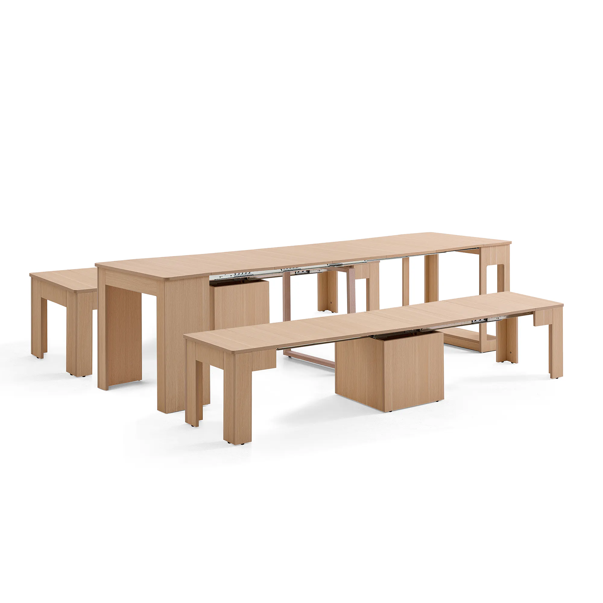Flexi-Table Extendable Dining Table with Extendable Bench 0.6m-2.8m - Natural - 10