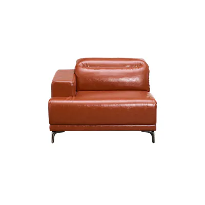 Lorney 3 Seater Sofa with Adjustable Headrest - Camel (Faux Leather)