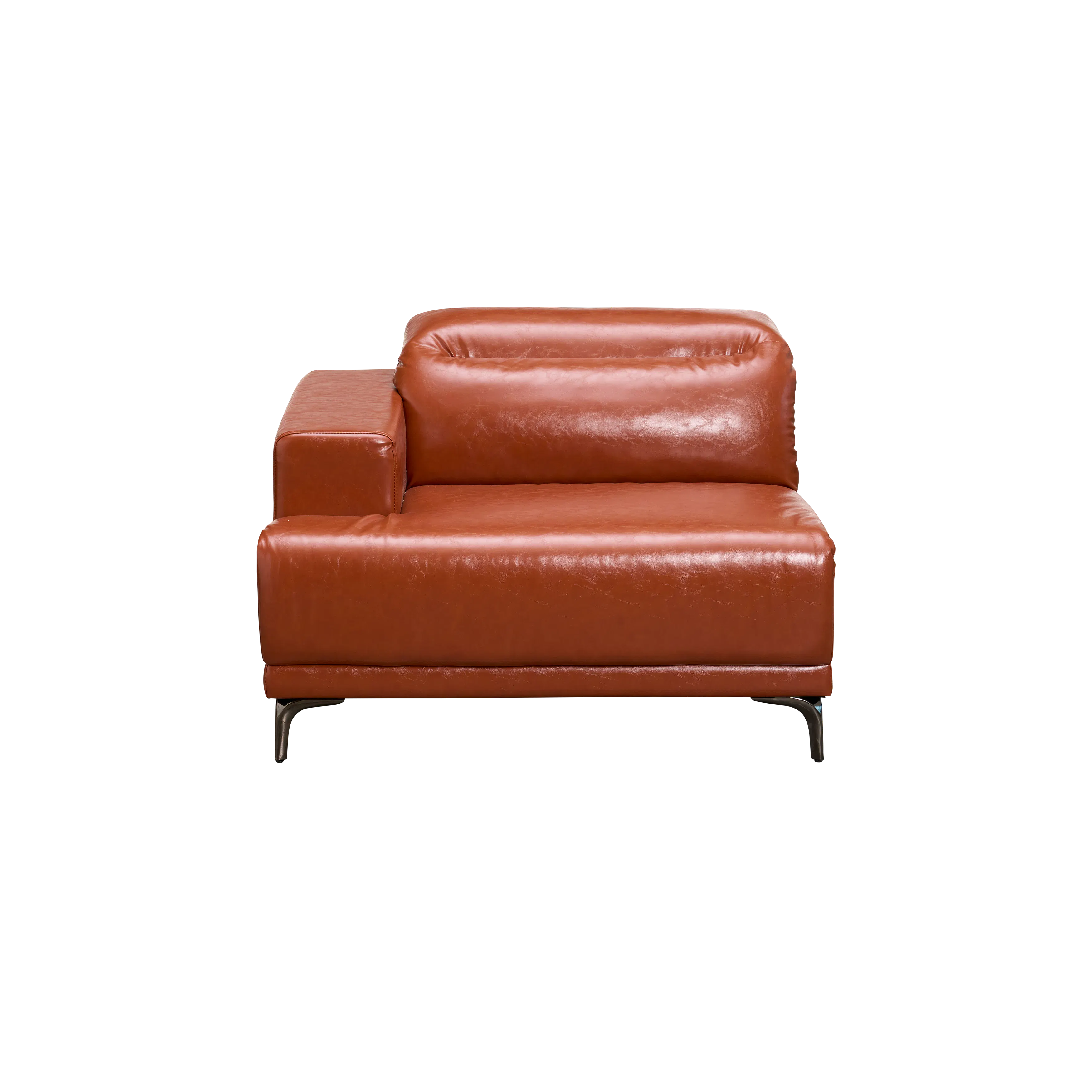 Lorney 4 Seater Sofa with Adjustable Headrest - Camel (Faux Leather) - 26