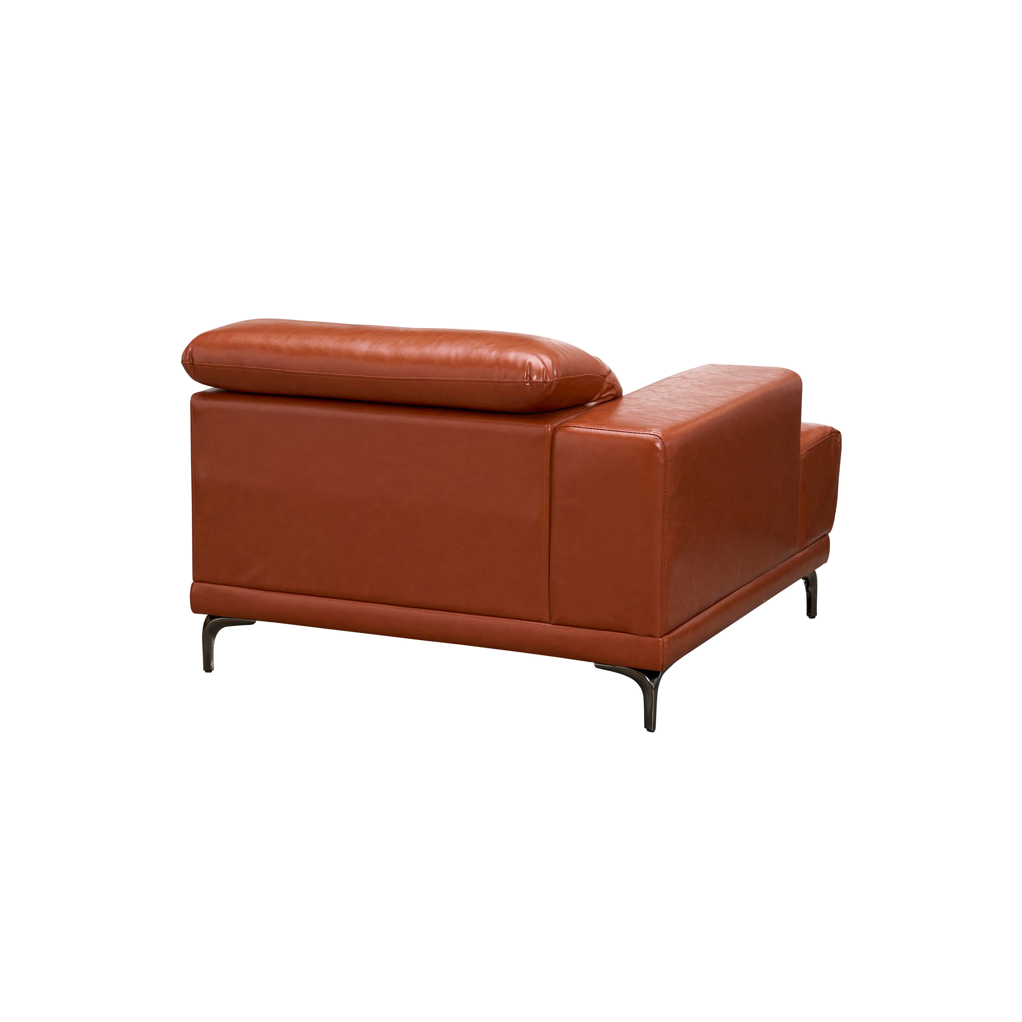 Lorney 4 Seater Sofa with Adjustable Headrest - Camel (Faux Leather) - 30